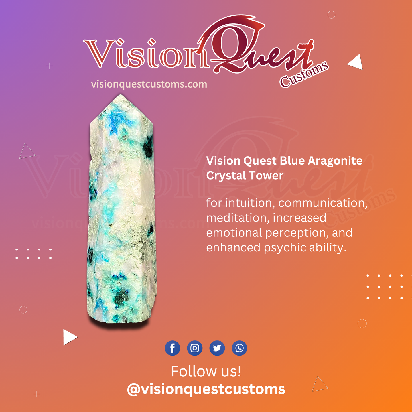 Vision Quest Blue Aragonite Crystal Tower