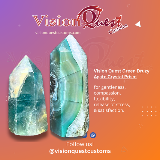 Vision Quest Green Druzy Agate Crystal Prism