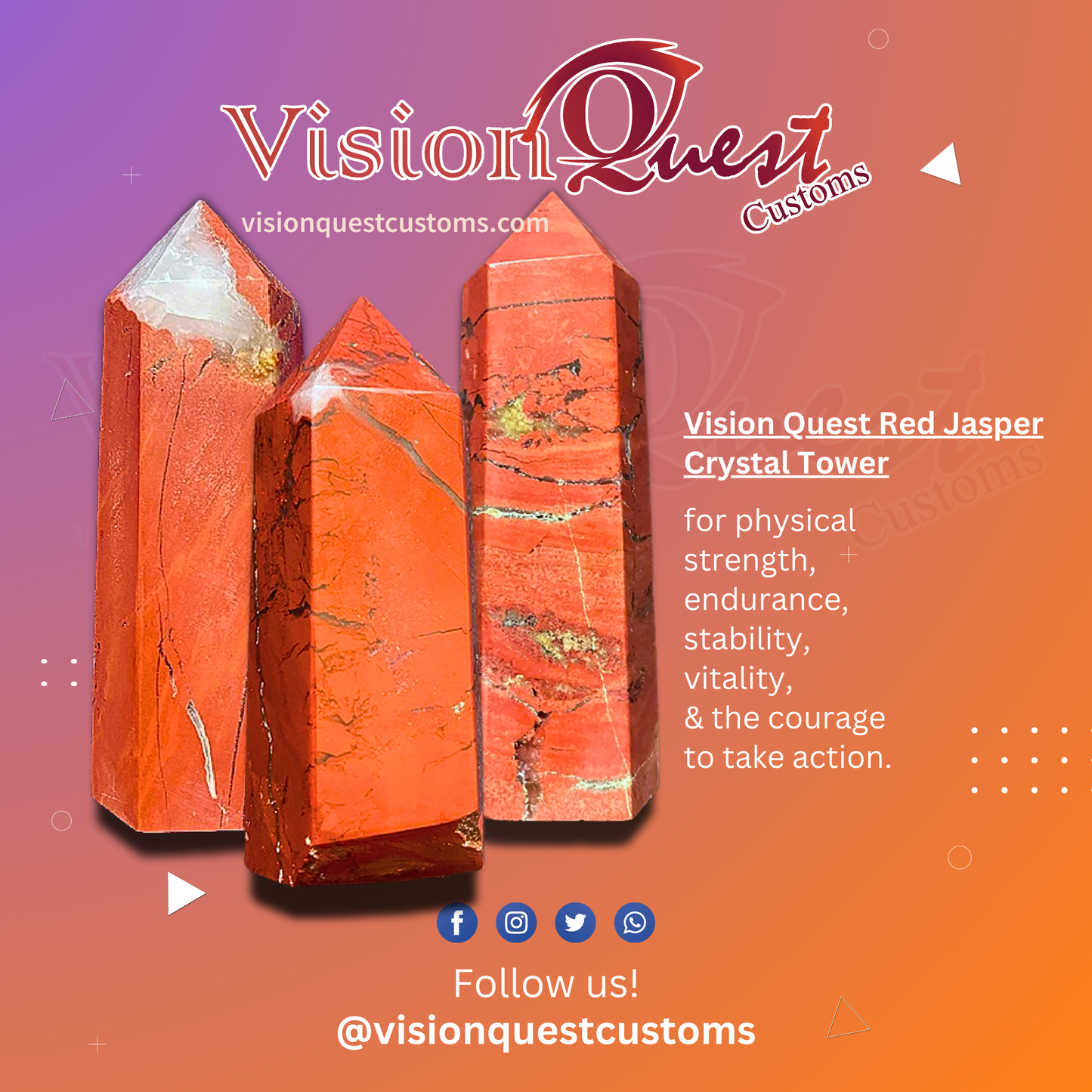 Vision Quest Red Jasper Crystal Tower