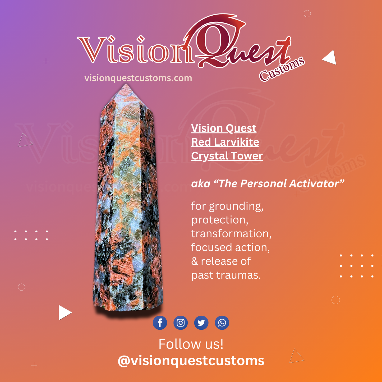 Vision Quest Red Larvikite Crystal Tower