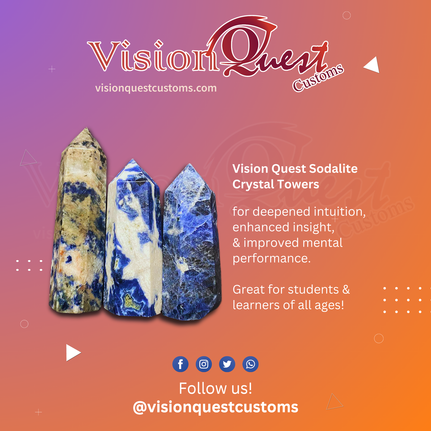 [M9] Vision Quest Sodalite Crystal Towers (Set of 3!)