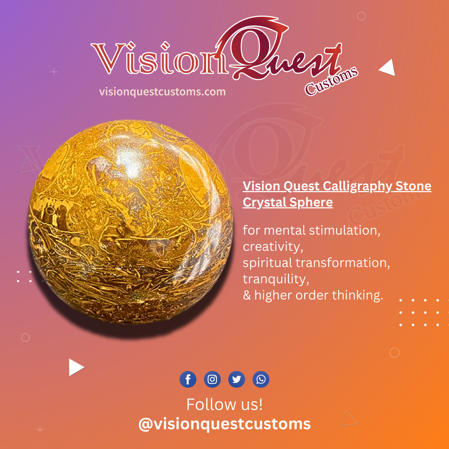 [S2] Vision Quest Calligraphy Stone Crystal Sphere